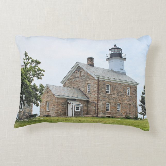 Sheffield Island Lighthouse, CT Accent Pillow (Back)