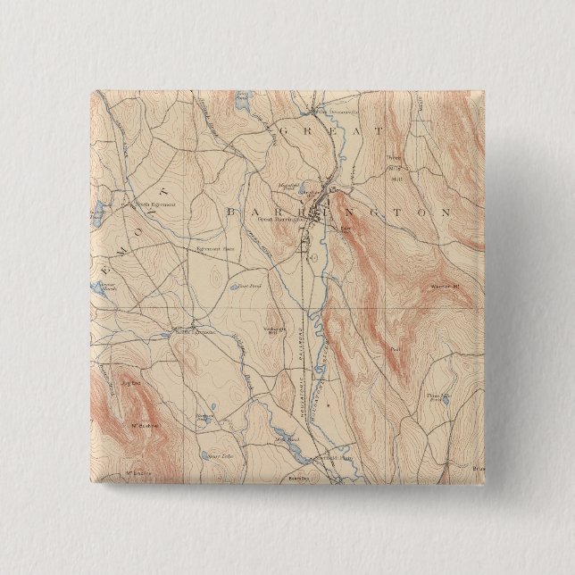 Sheffield, Massachusetts 2 Inch Square Button (Front)