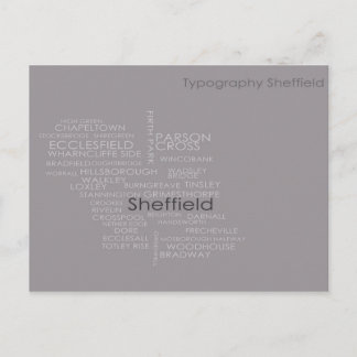 Sheffield Typography Map Postcard