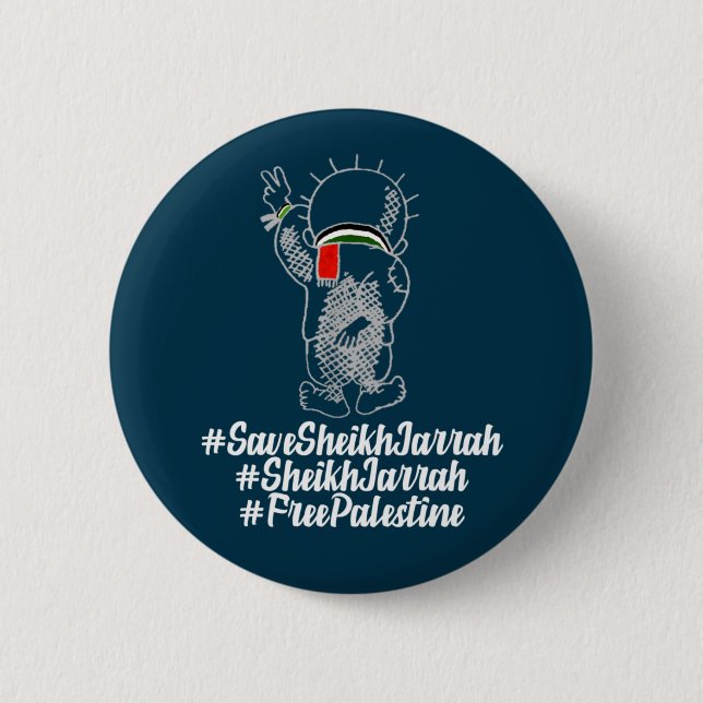 Sheikh Jarrah Free Palestine Palestinian 2 Inch Round Button (Front)