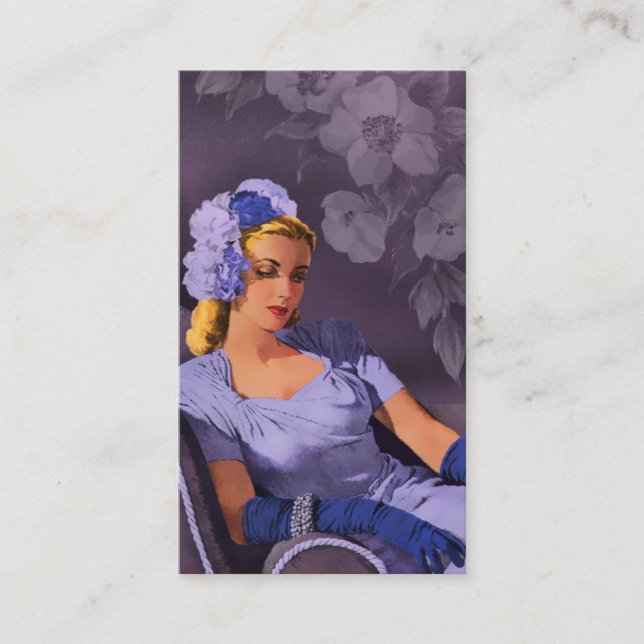 Sheila - 1940s Evening Wear in Lavender and Mauve Business Card (Front)