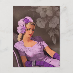 Sheila - 1940s Evening Wear in Lilac and Taupe Postcard