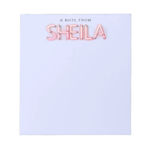 Sheila name in glowing neon lights novelty notepad