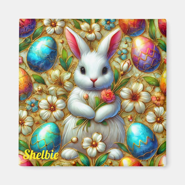 SHELBIE ~ Easter Bunny and Eggs ~  Magnet (Front)