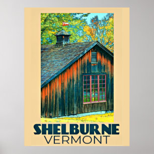 Shelburne, affiche de voyage vintage du Vermont