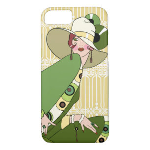 Shelby, 1920s Art Deco Lady in Yellow and Olive Case-Mate iPhone Case