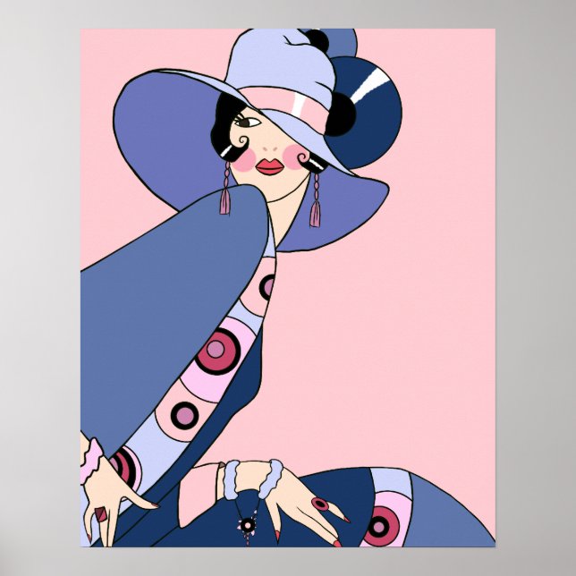 Shelby, 1920s Lady in Pink and Blue Poster (Front)