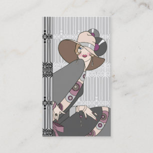 Shelby, 1930s Lady in Grey and Rose Business Card