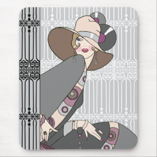 Shelby, 1930s Lady in Grey and Rose Mouse Pad