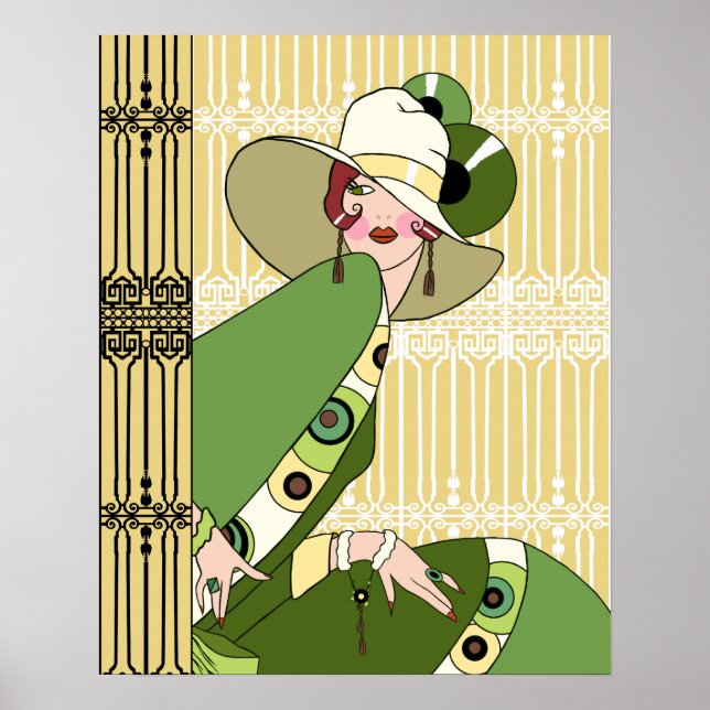 Shelby, Dame Art déco des années 1920 en Jaune et  (Devant)