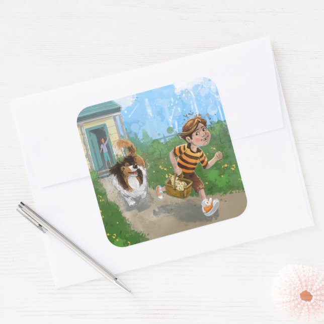 Sheldon and Davie Adventure Square Sticker (Envelope)