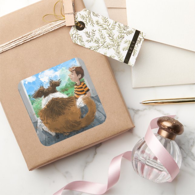 Sheldon and Davie Relaxing Square Sticker (Gifting)