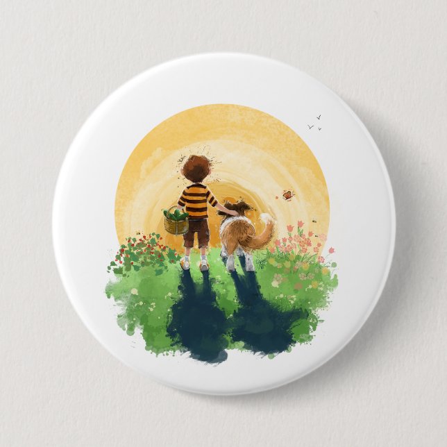 Sheldon the Sheltie 3 Inch Round Button (Front)