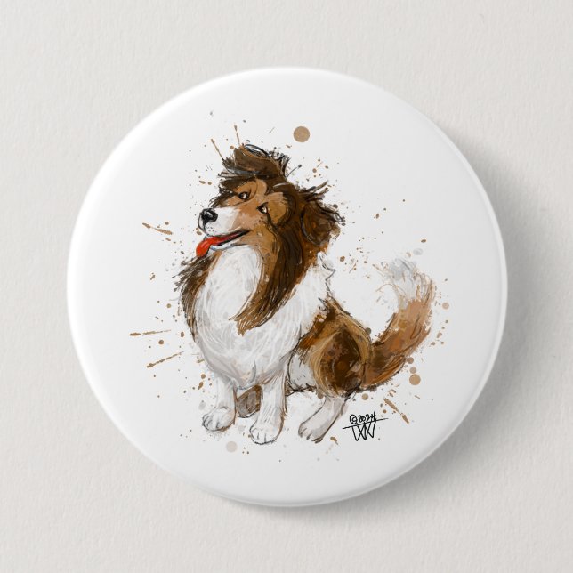 Sheldon the Sheltie 3 Inch Round Button (Front)