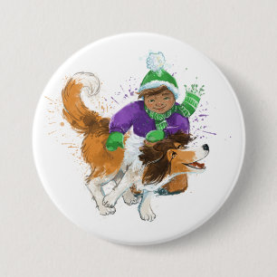 Sheldon the Sheltie and His Boy 3 Inch Round Button