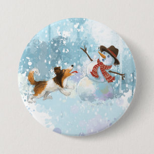 Sheldon the Sheltie and the Snowman 3 Inch Round Button