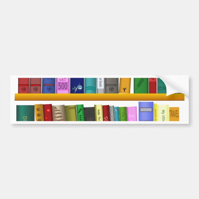 shelf books library reading bumper sticker (Front)