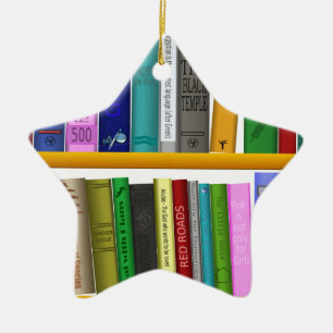 shelf books library reading ceramic ornament