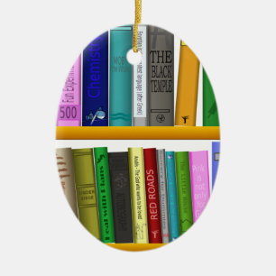 shelf books library reading ceramic ornament