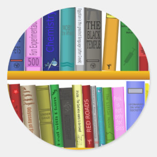 shelf books library reading classic round sticker