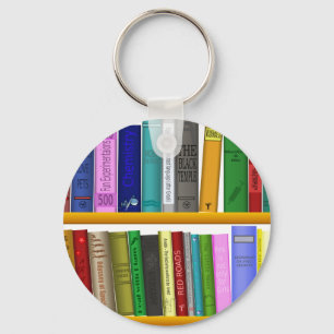 shelf books library reading keychain