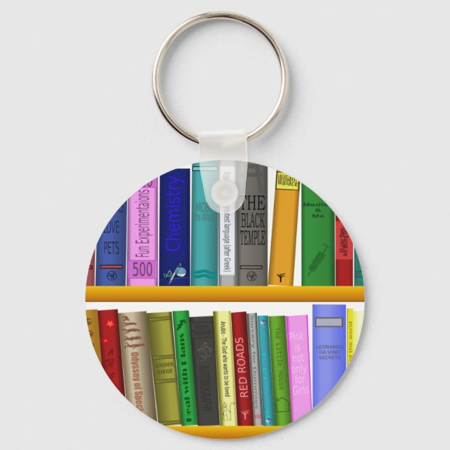 shelf books library reading keychain (Front)