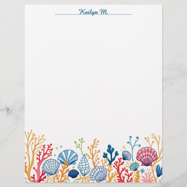 Shell and Coral Border Letterhead (Front)