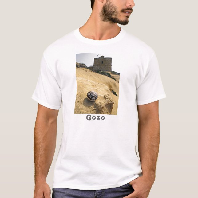 Shell and Tower, Gozo, Malta T-Shirt (Front)