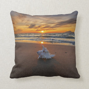 Shell At The Beach At Sunset Kos Island Throw Pillow