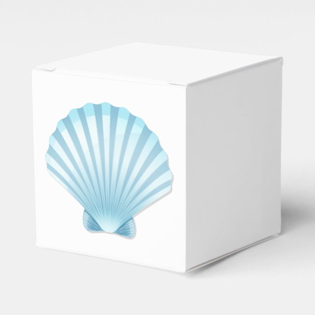 Shell Beach Nautical Blue Elegant Wedding Party Favor Box (Front Side)