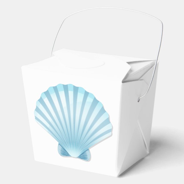 Shell Beach Nautical Blue Elegant Wedding Party Favor Box (Front)