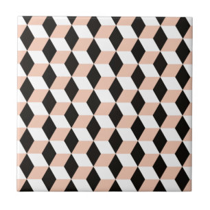 Shell, Black & White 3D Cubes Pattern Tile