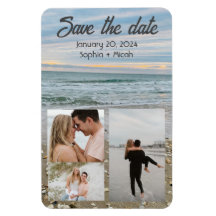 Shell blue beach magnet save-the-date template