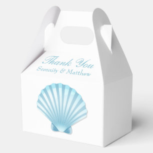 Shell Blue Nautical Beach Wedding Thank You  Favor Box