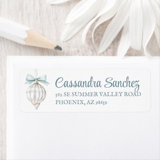 Shell Christmas Ornament Return Address Label (Insitu)
