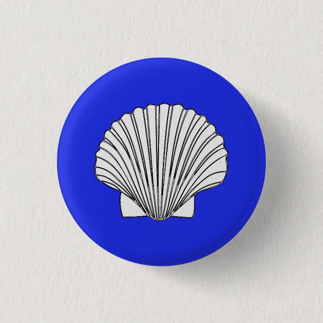 Shell Design with Blue Background 1 Inch Round Button (Front)