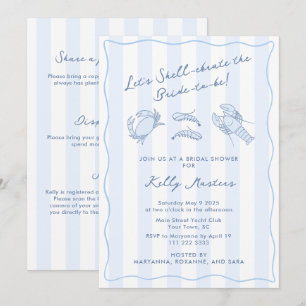 Shell-ebrate Hand-Drawn Crustacean Bridal Shower Invitation