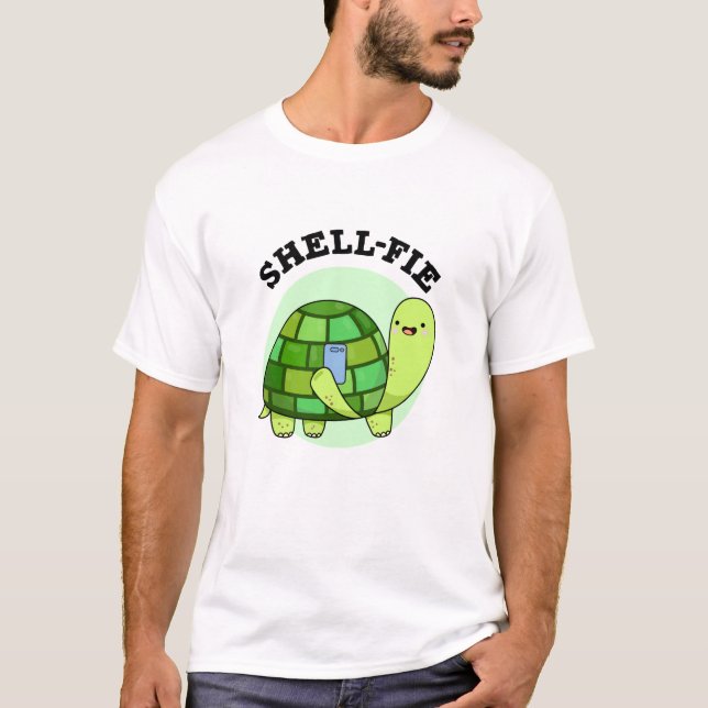 Shell-fie Funny Tortoise Selfie Pun  T-Shirt (Front)