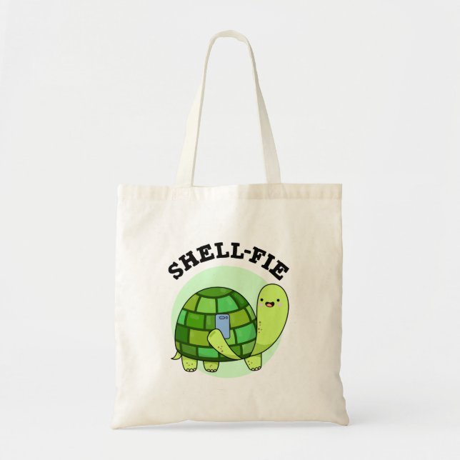 Shell-fie Funny Tortoise Selfie Pun  Tote Bag (Front)