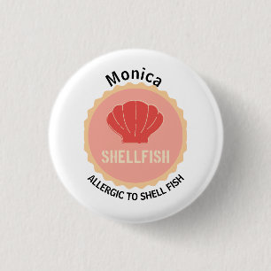 Shell Fish Allergy Alert Editable Name 1 Inch Round Button