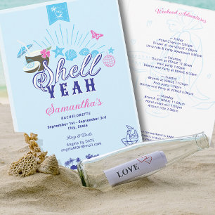 Shell Hand Drawn Something Blue Beach Bachelorette Invitation