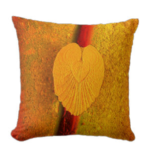 Shell Heart Angel Wings- Golden Sunrise Throw Pillow