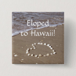 Shell Heart on the Sandy Beach 2 Inch Square Button