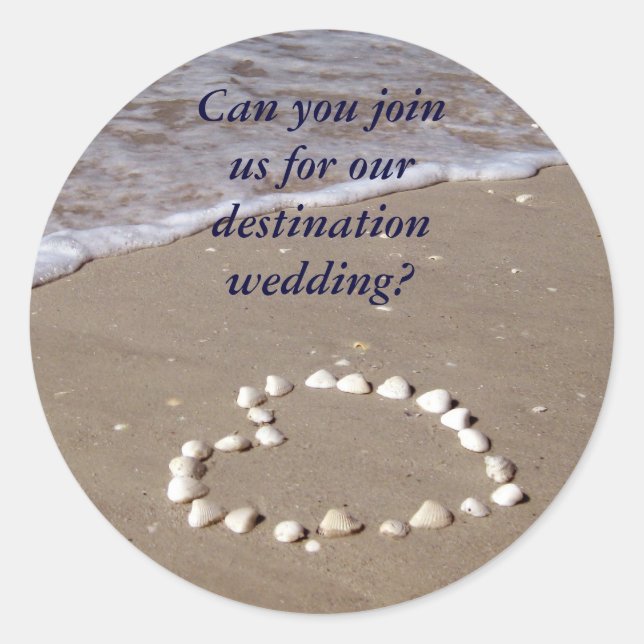 Shell Heart on the Sandy Beach Classic Round Sticker (Front)