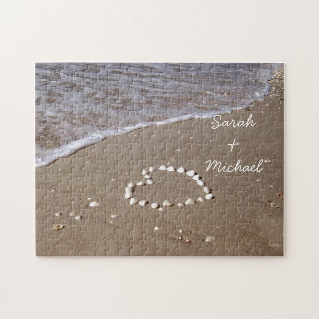 Shell Heart on the Sandy Beach Jigsaw Puzzle (Horizontal)