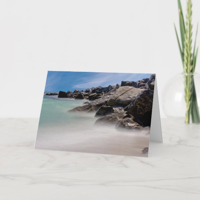 Shell Island Rocks And Waves Greeting Card (Front)