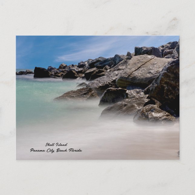 Shell Island Rocks And Waves Postcard (Front)