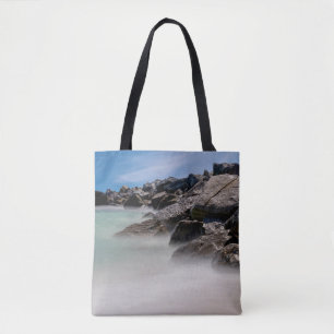Shell Island Rocks And Waves Shopping Tote Bag