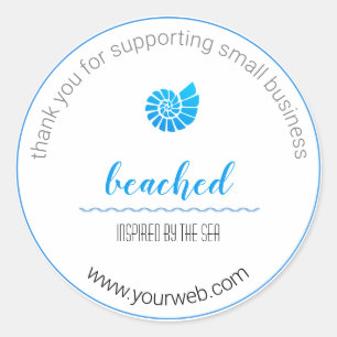 Shell Logo Beach Theme Thank You Label