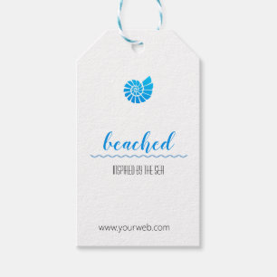 Shell Logo Blue Beach Theme White Hang Tag